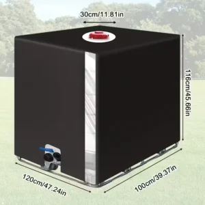 Cerada za cisternu 1000L i IBC kontejner – navlaka od 210D Oxford platna sa prozorom za nivo vode